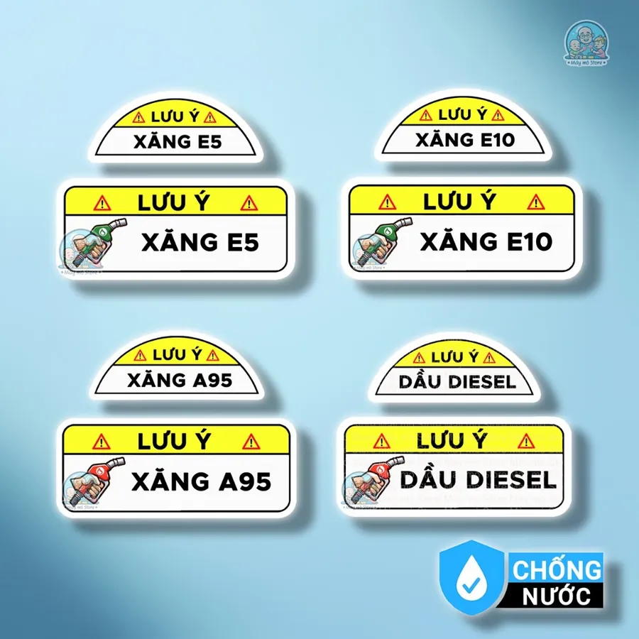 Tem Dán Nắp Xăng E5 E10 A95/Dầu Diesel