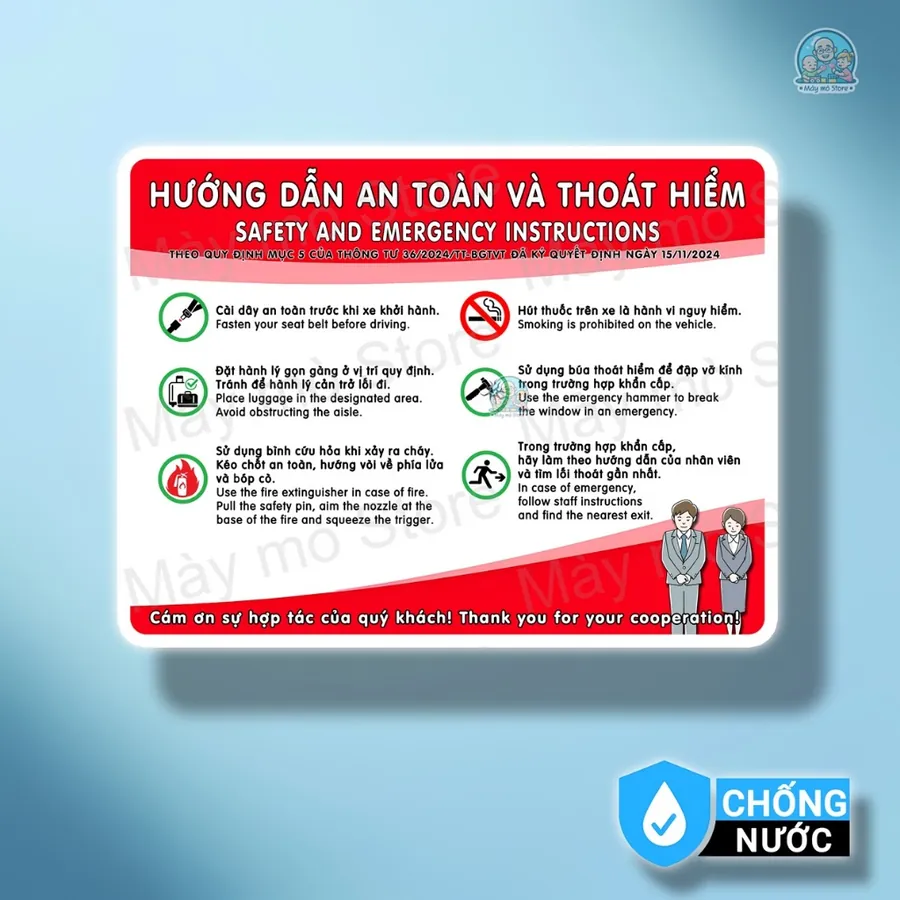 Tem Dán Xe "An Toàn Và Thoát Hiểm"