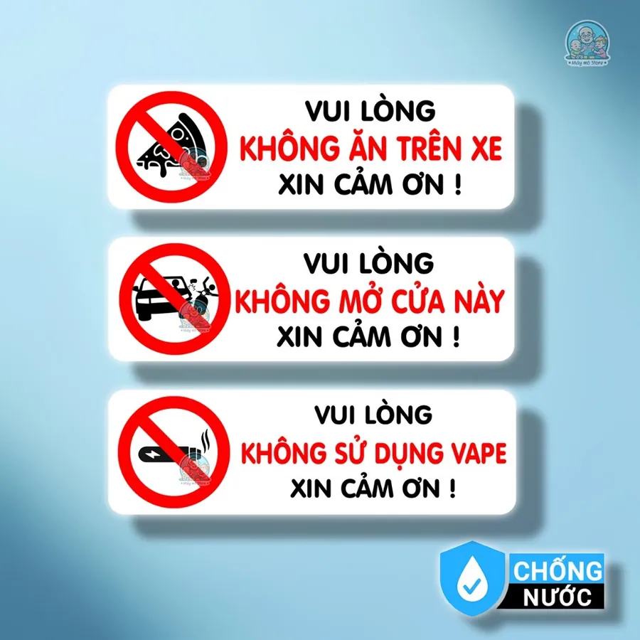 Tem Dán Xe Không Ăn Trên Xe – Không Mở Cửa – Không Dùng Vape