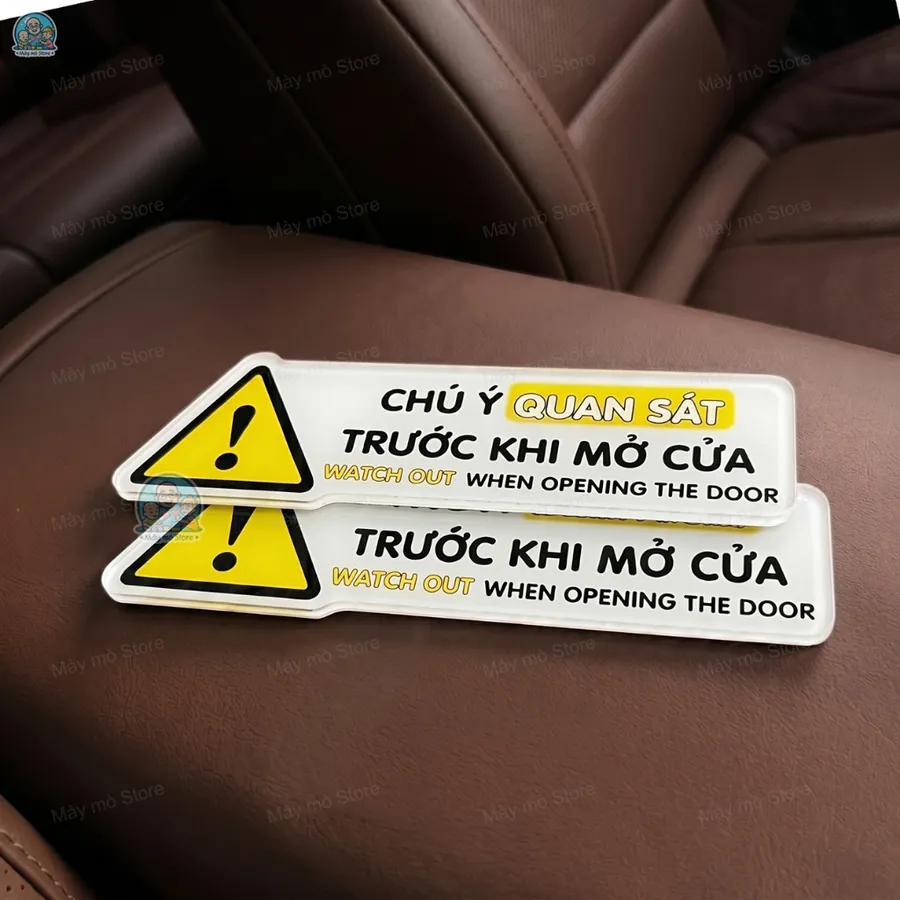 Tem Mica Dán Xe Cảnh Báo Chú Ý Quan Sát Khi Mở Cửa (Có sẵn keo 3M)
