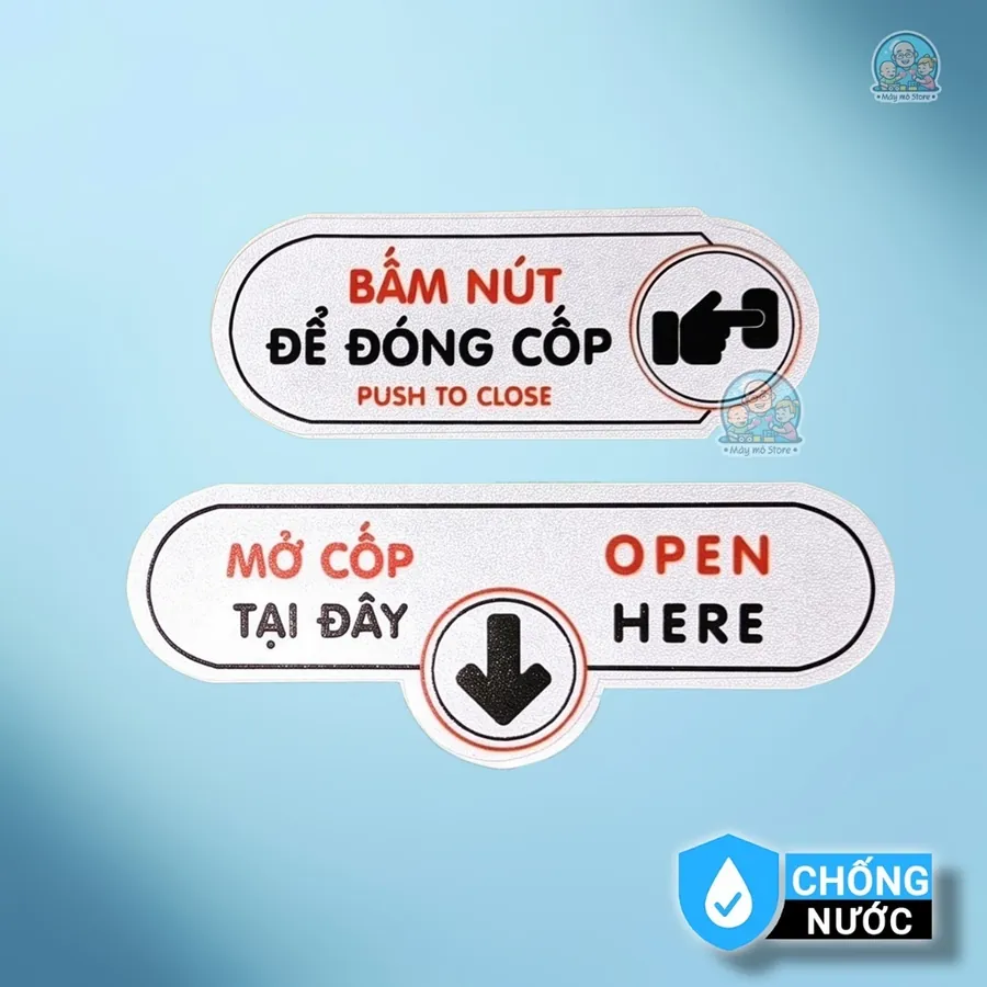 Tem Phản Quang Dán Xe Ô Tô "Bấm Nút Để Đóng Cốp"